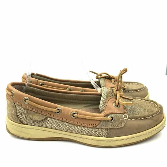 Sperry Shoes - Sperry topside boat shoes 7.5 tan gold glitter